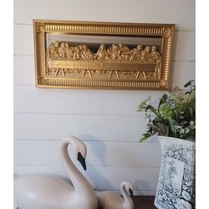 Vintage homco last supper gold mirror wall hanging